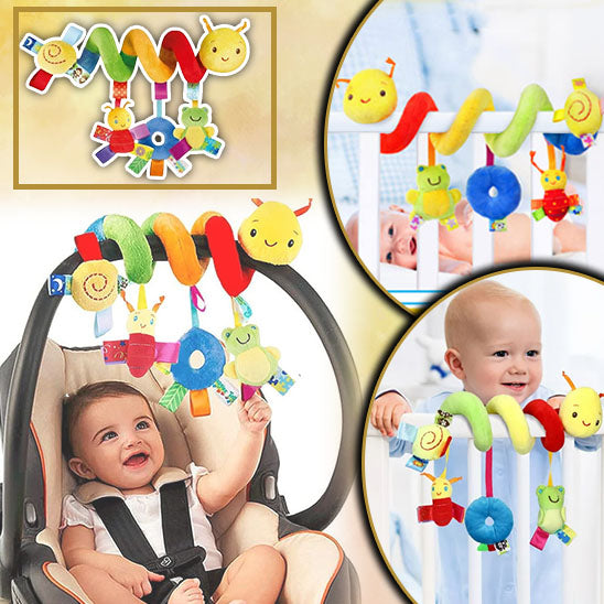 Baby Hanging Car Seat Toys Plush Activity Hanging Stroller Toys with BB Squeaker and Rattles For Newborn Travel Activity Toy